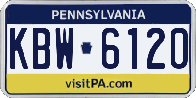 PA license plate KBW6120