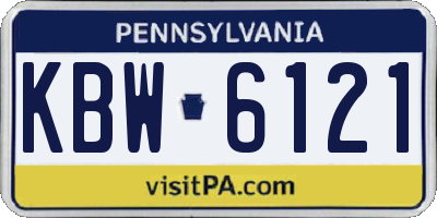 PA license plate KBW6121