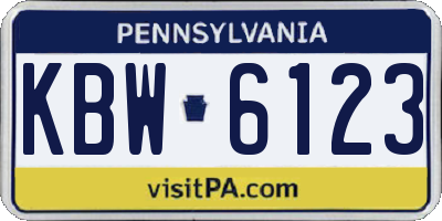 PA license plate KBW6123