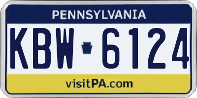 PA license plate KBW6124