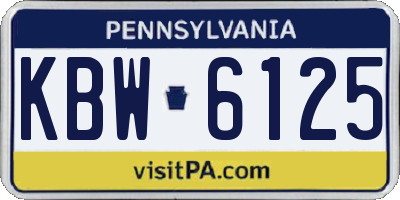 PA license plate KBW6125