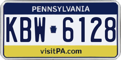 PA license plate KBW6128