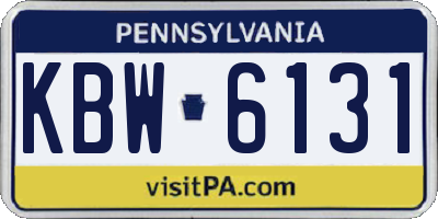 PA license plate KBW6131