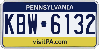 PA license plate KBW6132