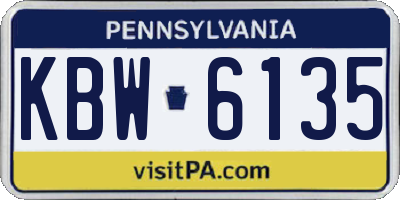 PA license plate KBW6135