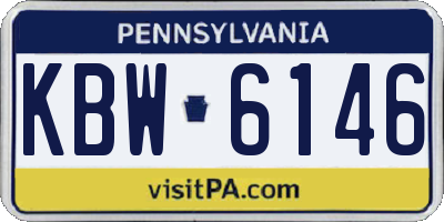 PA license plate KBW6146
