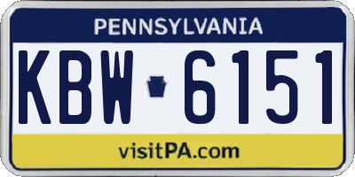 PA license plate KBW6151