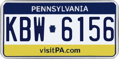 PA license plate KBW6156