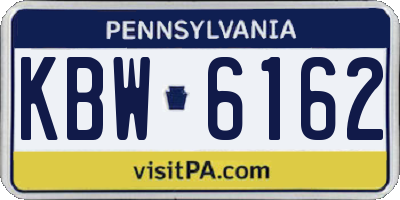 PA license plate KBW6162