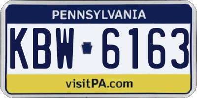 PA license plate KBW6163