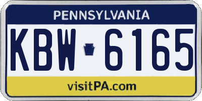 PA license plate KBW6165