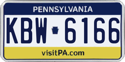PA license plate KBW6166