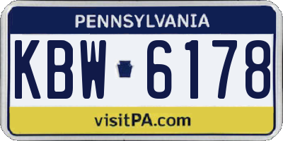 PA license plate KBW6178