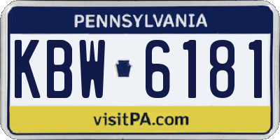 PA license plate KBW6181