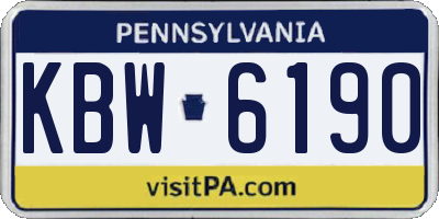 PA license plate KBW6190