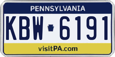 PA license plate KBW6191