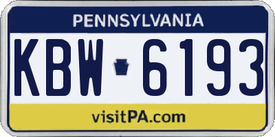PA license plate KBW6193