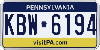 PA license plate KBW6194