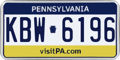 PA license plate KBW6196