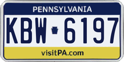 PA license plate KBW6197