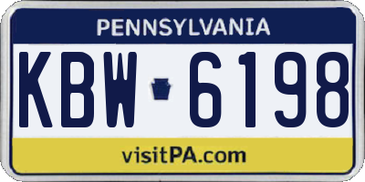 PA license plate KBW6198