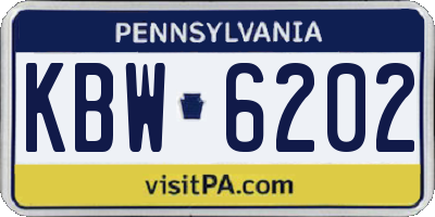 PA license plate KBW6202
