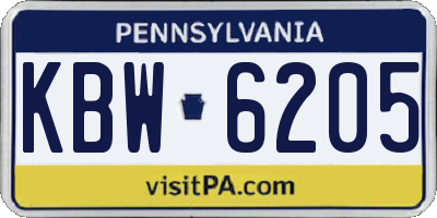 PA license plate KBW6205