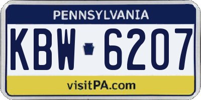 PA license plate KBW6207