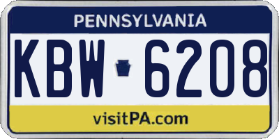 PA license plate KBW6208