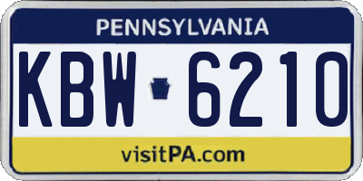 PA license plate KBW6210