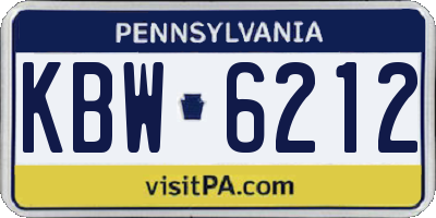 PA license plate KBW6212