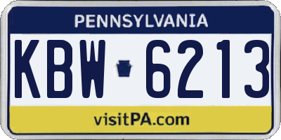 PA license plate KBW6213