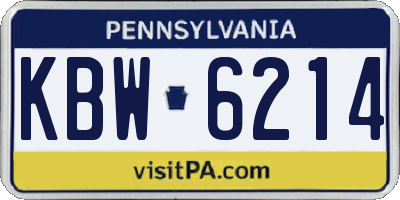 PA license plate KBW6214