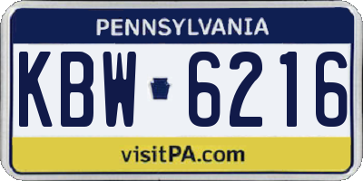 PA license plate KBW6216