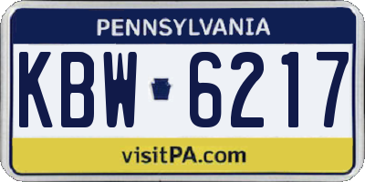 PA license plate KBW6217