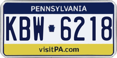PA license plate KBW6218