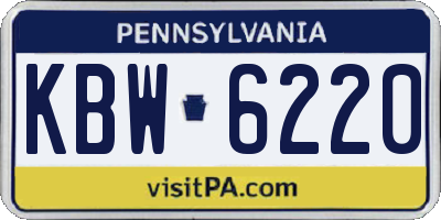 PA license plate KBW6220
