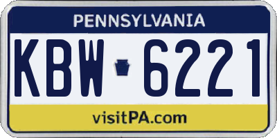 PA license plate KBW6221
