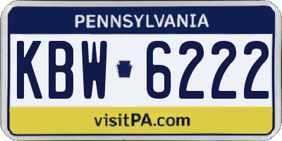 PA license plate KBW6222