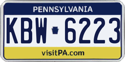 PA license plate KBW6223