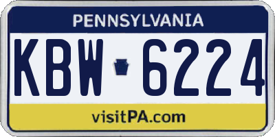 PA license plate KBW6224