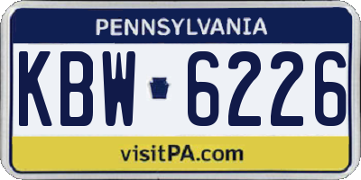 PA license plate KBW6226