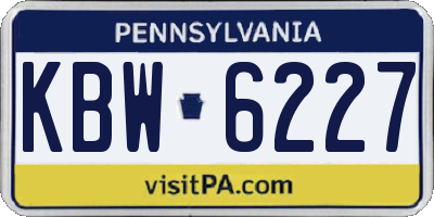 PA license plate KBW6227
