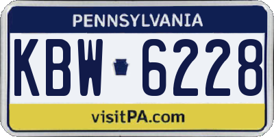 PA license plate KBW6228