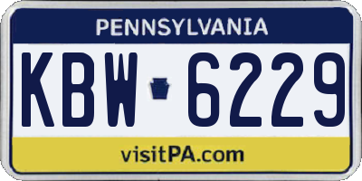 PA license plate KBW6229