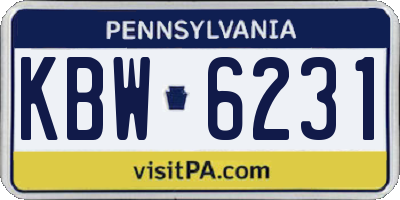 PA license plate KBW6231