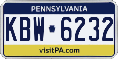 PA license plate KBW6232