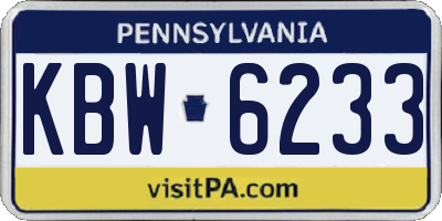 PA license plate KBW6233