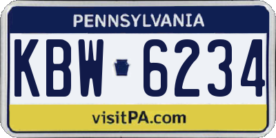 PA license plate KBW6234