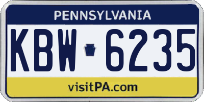PA license plate KBW6235